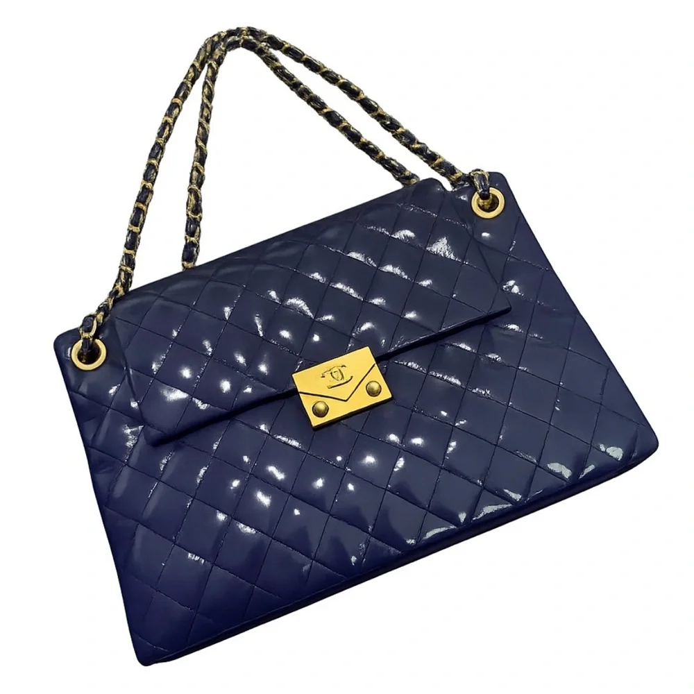 NEW Chanel Goatskin Quilted 3 Pocket Accordion Flap Bag Handbag